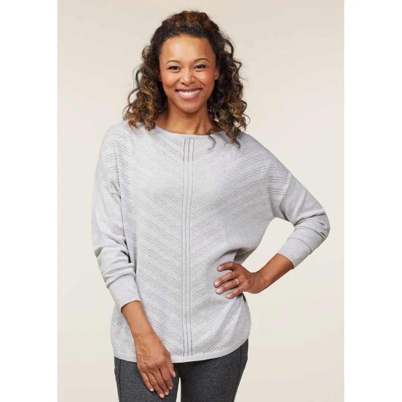 EQL Women's Chevron Pointelle Sweater - Heather Grey 3 EQL Women's Chevron Pointelle Sweater - Heather Grey