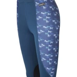 Kerrits Kids' Knee Patch Performance Tights - Lagoon/Ink Mini Run Free -Best Equestrian Supplies 686979 800 800