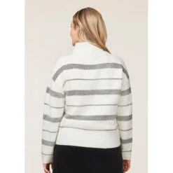 EQL Women's Railway Stripe Sweater - Soft White/Black -Best Equestrian Supplies 694416 800 800