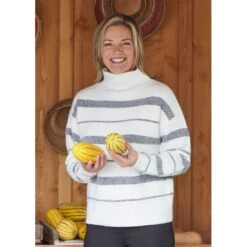 EQL Women's Railway Stripe Sweater - Soft White/Black -Best Equestrian Supplies 694418 800 800