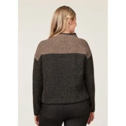 EQL Women's Funnel Neck Herringbone Sweater - Truffle -Best Equestrian Supplies 694741 800 800