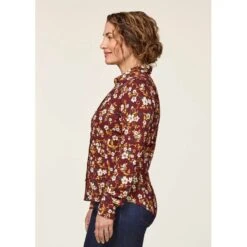 EQL Women's Ruched Button Front Long Sleeve Shirt - Sangria Snaffle Floral 9 EQL Women's Ruched Button Front Long Sleeve Shirt - Sangria Snaffle Floral -Best Equestrian Supplies 698681 800 800