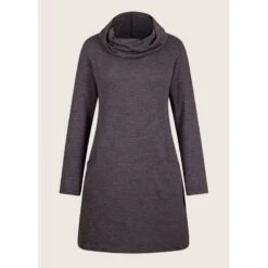 EQL Women's Textured Cowl Neck Dress - Peppercorn