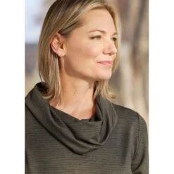 EQL Women's Textured Cowl Neck Dress - Evergreen -Best Equestrian Supplies 700545 800 800