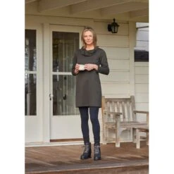 EQL Women's Textured Cowl Neck Dress - Evergreen -Best Equestrian Supplies 700546 800 800