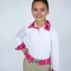 Romfh Kids' Sarah Long Sleeve Shirt Snap - White/Pink Welly Ponies -Best Equestrian Supplies 706627 800 800