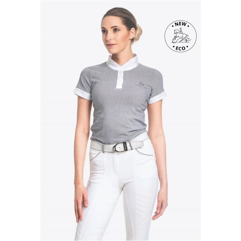 Cavalliera Women's Universe Short Sleeve Show Shirt - White/Black Microstripe 5 Cavalliera Women's Universe Short Sleeve Show Shirt - White/Black Microstripe - Image 3