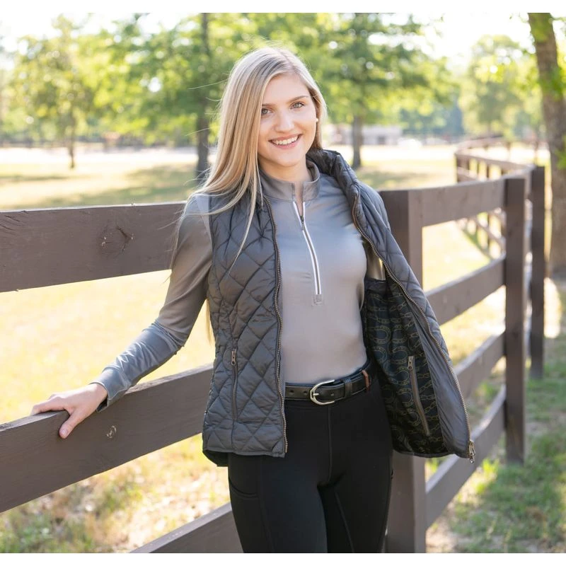 FITS Women's Ainsley Quilted Vest - Ash/Horseshoe 6 FITS Women's Ainsley Quilted Vest - Ash/Horseshoe - Image 4